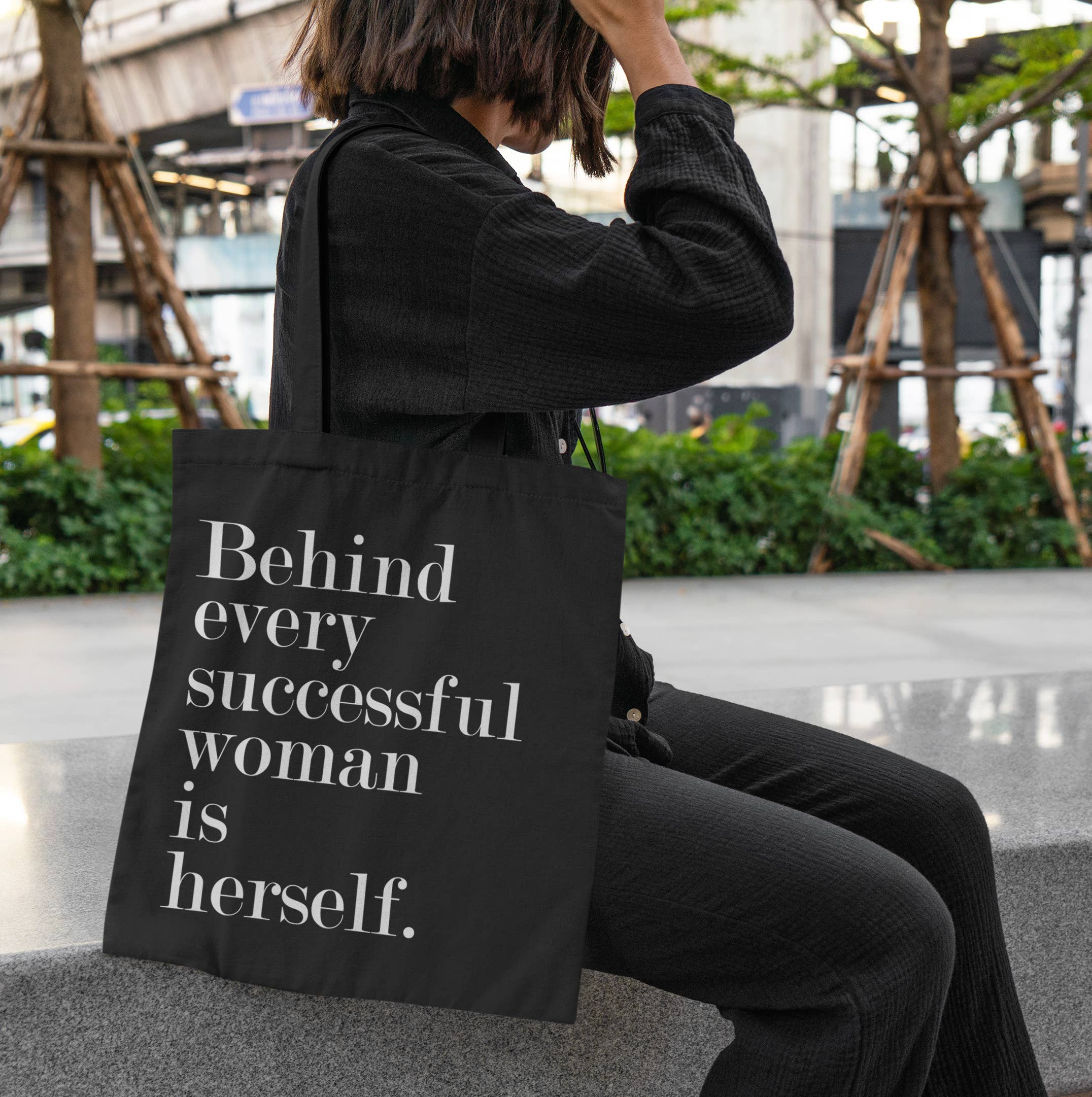 Behind Every Successful Woman is Herself Zipper Crafter Tote
