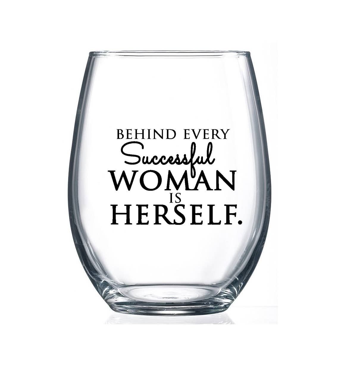 15oz Stemless Wine Glass Successful Woman Quote w Gift Box