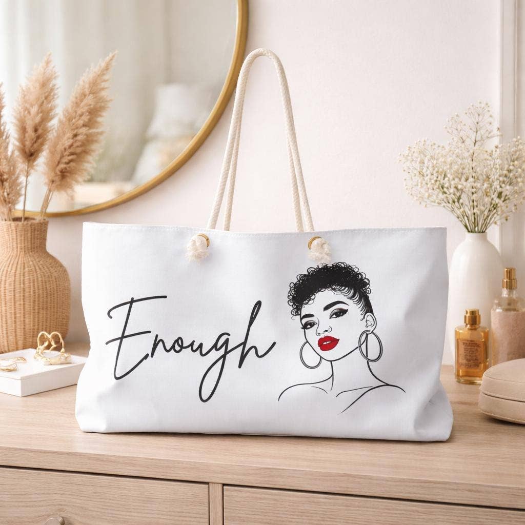 Oversized Canvas Weekender Tote with Empowering Art