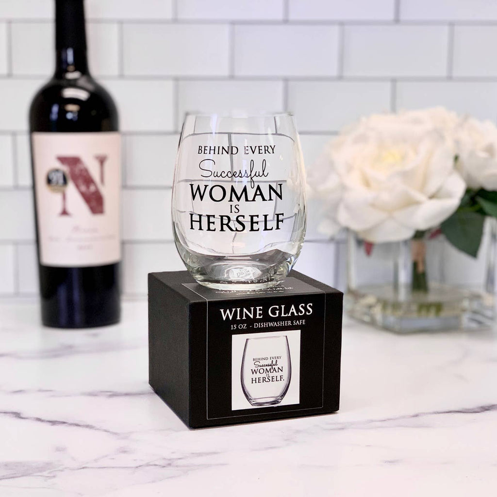 15oz Stemless Wine Glass Successful Woman Quote w Gift Box