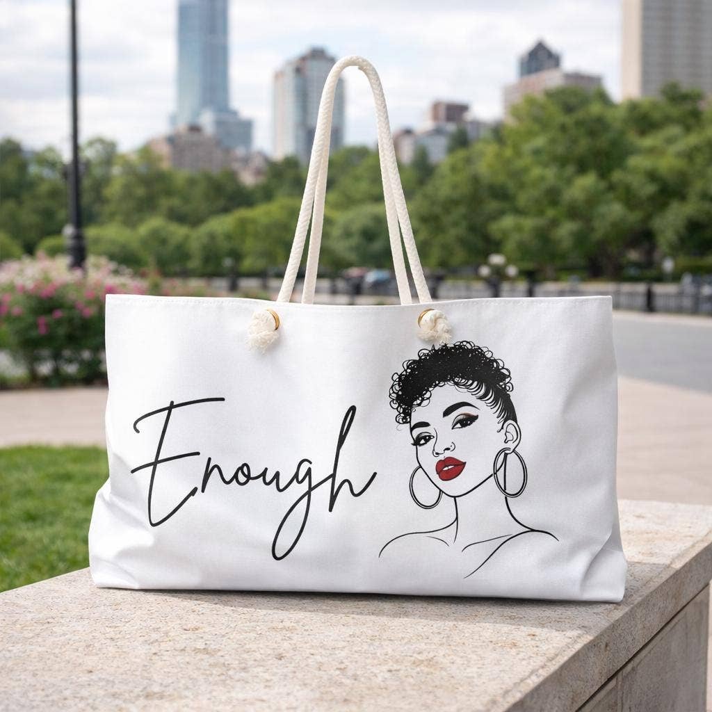 Oversized Canvas Weekender Tote with Empowering Art