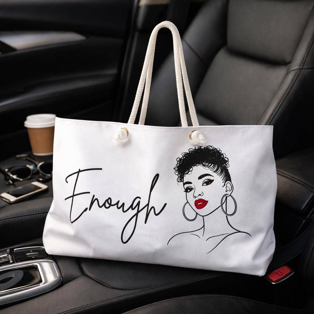 Oversized Canvas Weekender Tote with Empowering Art